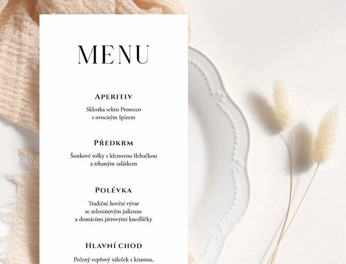 Minimalistické svatební menu: Elegance v jednoduchosti