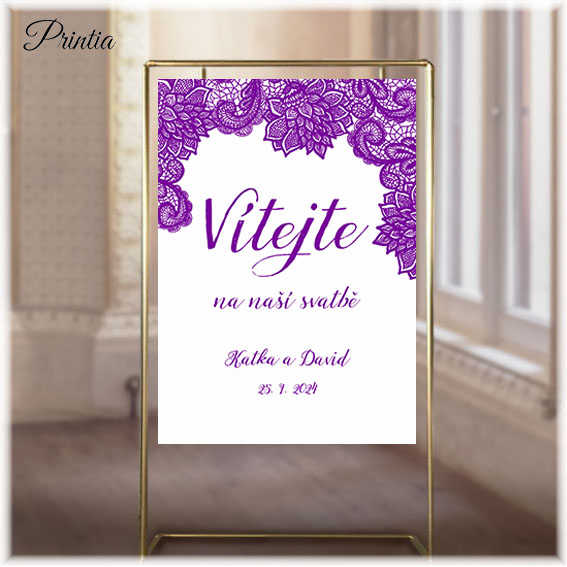 Uvítací cedule na svatbu pro fialovou svatbu: Elegantní nápady a inspirace