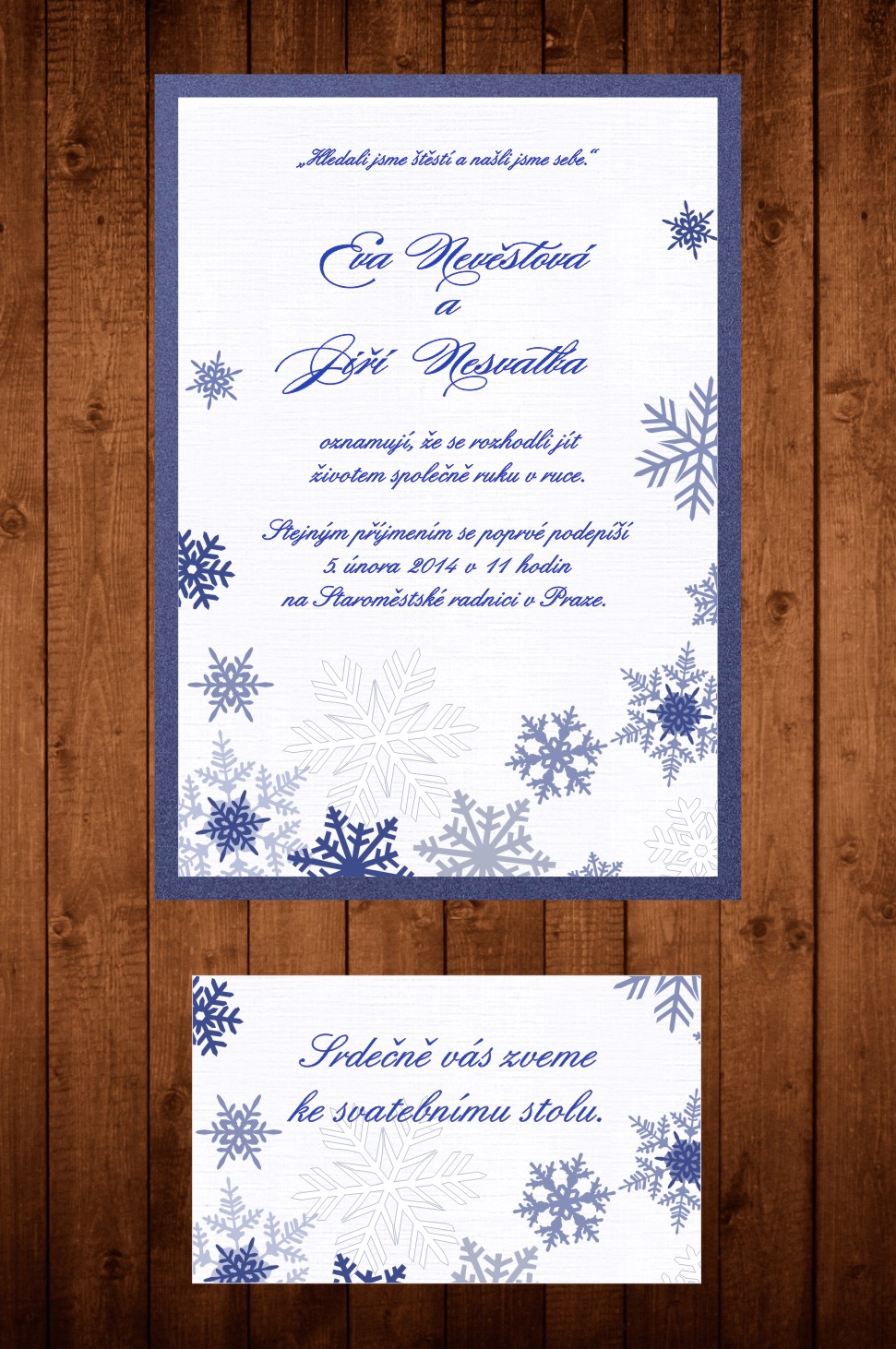 zimní svatební oznámení